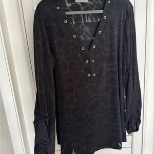 Black Long Sleeve Top with Grommet Details